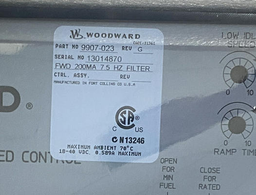 Woodward 9907-023 İleri Hareketli Hız Kontrolü 4 ̇20 mA veya 1 ̇5 Vdc 2301A -40 ila +158 °F