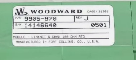 Woodward 9905-970 6 Kanal Giriş Modülü 24 Vdc -40°C'den +85°C'ye
