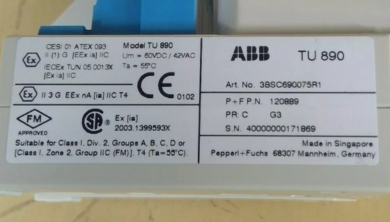 ABB TU890 3BSC690075R1 İçsel Güvenlik Arayüzü ile Modül Bitiş Birimi