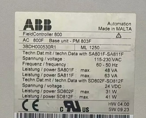 ABB PM803F 3BDH000530R1 Temel Birim 16 MB Batarya tamponlu RAM Merkezi Birim