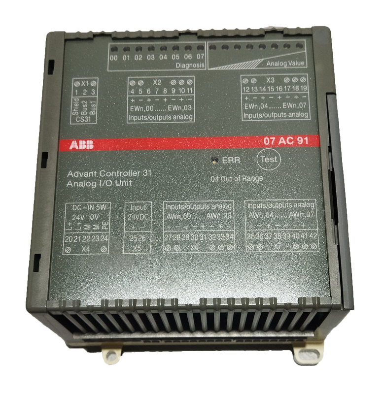 07AC91 GJR5252300R0101 ABB AC31 Analog I/O Modülü 8AC 24VDC AC U/I 12bit+Sign